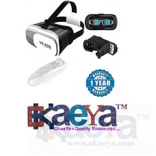 OkaeYa 3D Vr Box,Virtual Reality Headset Version 2.0 With Bluetooth Wireless Remote Controller (Assorted Colour)
